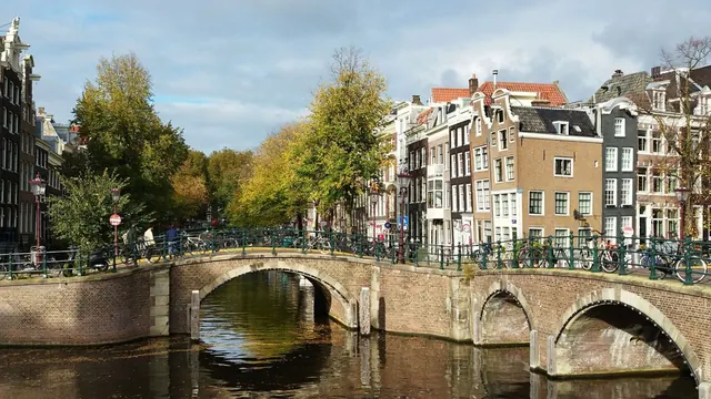A canal bridge in autumn, Amsterdam
