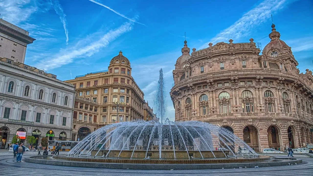 The fountain in Piazza De Ferrari, Genoa