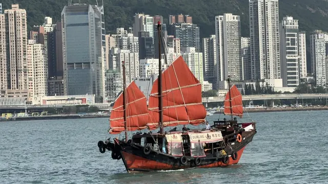 The junk Duk Ling in Victoria Harbour, Hong Kong