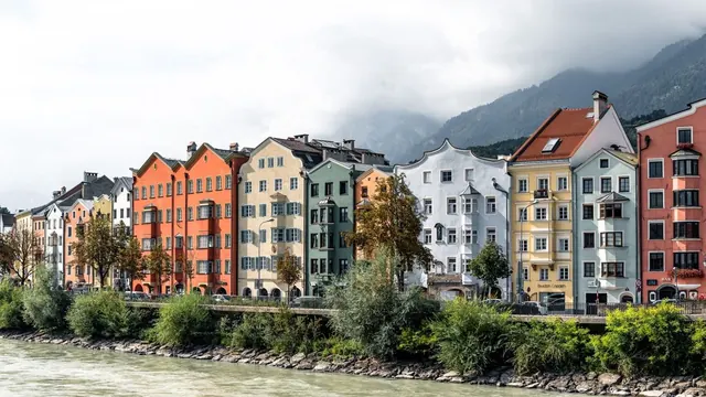 Colourful houses along the Inn, Innsbruck
