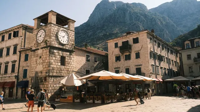 The clock tower in the old town, Kotor