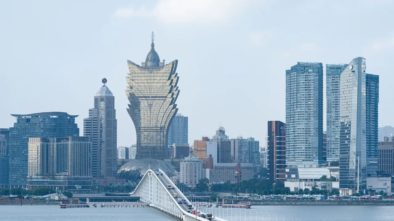 The Grand Lisboa above the Macau skyline, Macau