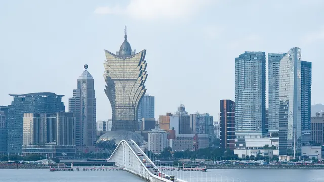 The Grand Lisboa above the Macau skyline, Macau
