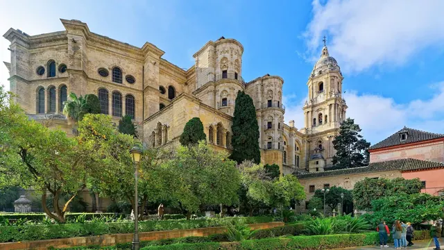 The cathedral from the gardens, Malaga