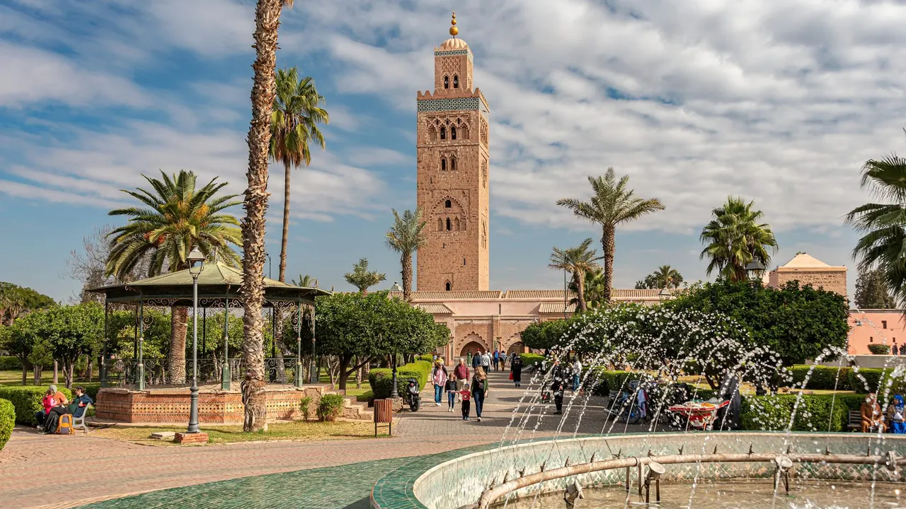The Koutoubia Mosque from its gardens, Marrakech