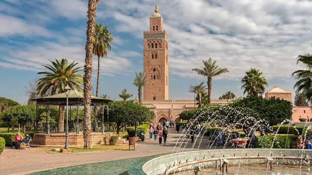 The Koutoubia Mosque from its gardens, Marrakech