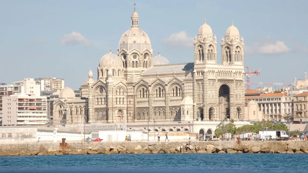 La Major cathedral from the harbour, Marseille