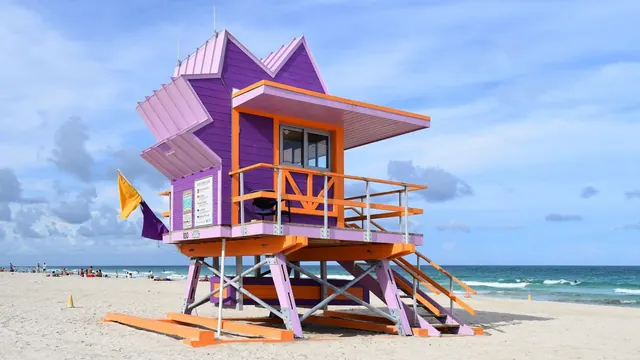 A lifeguard stand on South Beach, Miami