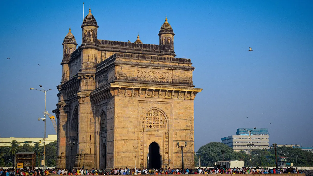 The Gateway of India under a blue sky, Mumbai