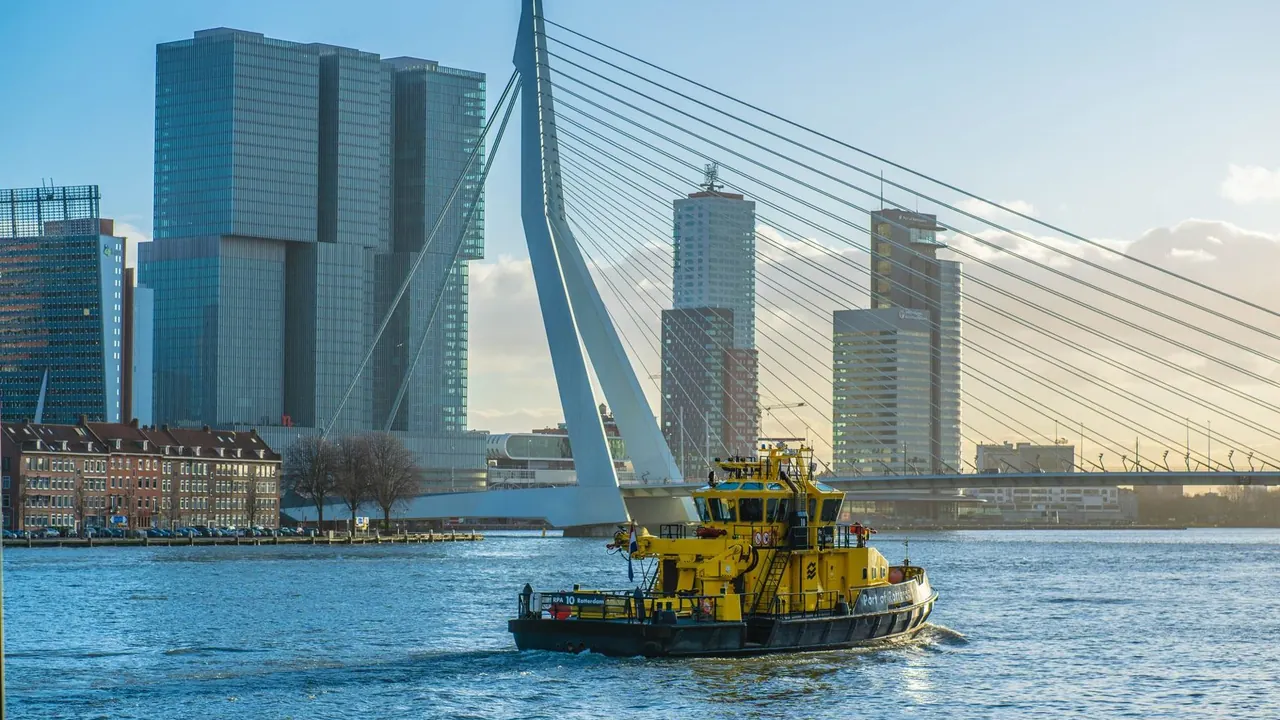 Erasmus Bridge and the skyline, Rotterdam