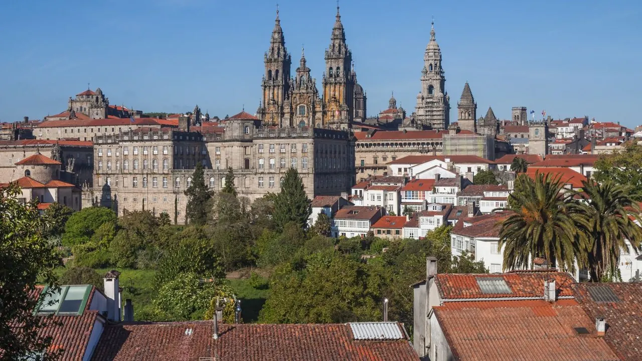 The cathedral above the old town, Santiago de Compostela
