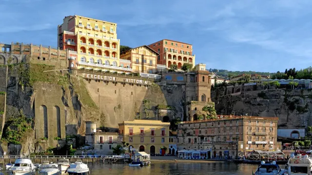 Cliff-top hotels above the harbour, Sorrento