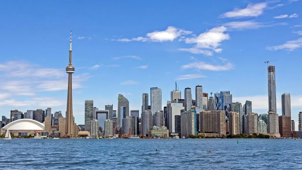 The CN Tower and skyline from the Toronto Islands, Toronto